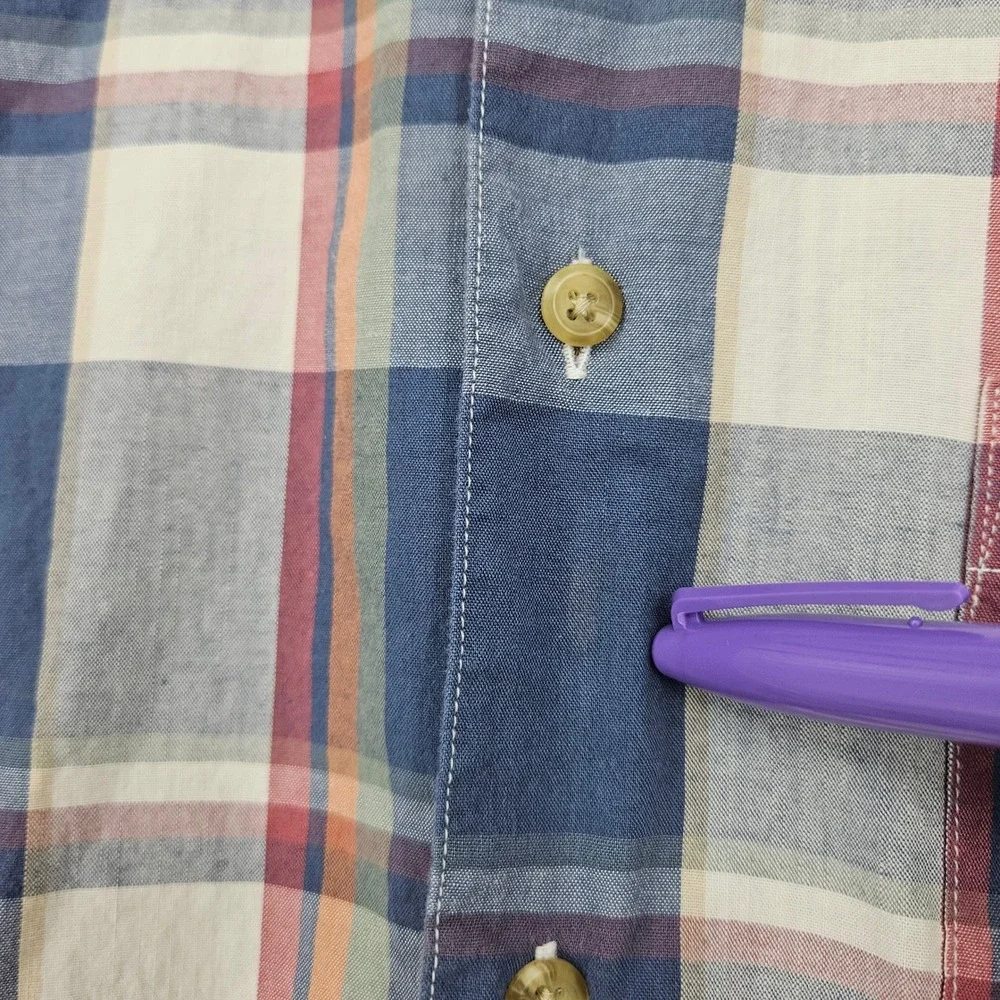 Pendleton Shirt‎ Mens Large Plaid Button Down Short Sleeve Casual FLAWS